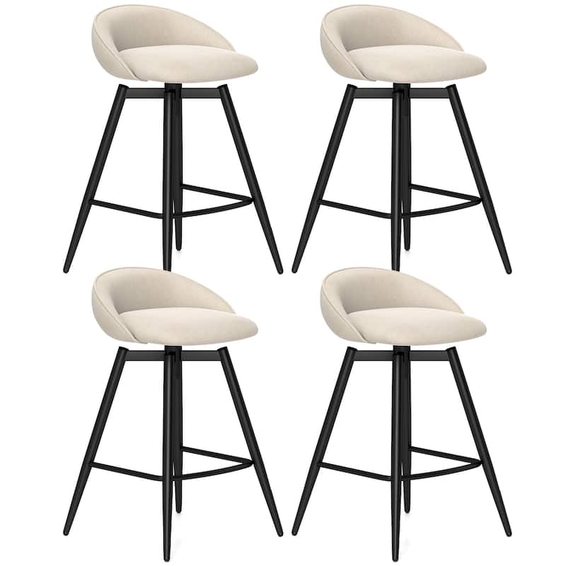 Gymax 25'' Upholstered Bar Stools Set of 4 w/ Footrest Backrest & - Beige