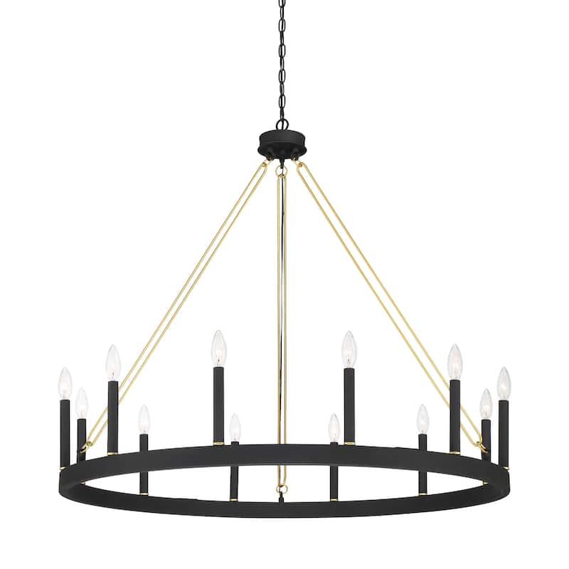 Update 12-light 40In Modern Farmhouse Wagon Wheel Chandelier - N/A