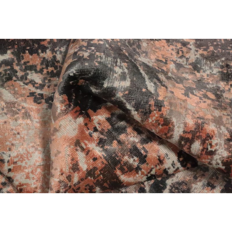 Hand Knotted Oriental Viscose Silk Carpet Modern Abstract Oranges & Rust Abstract Area Rug - 8' 0'' X 5' 8''