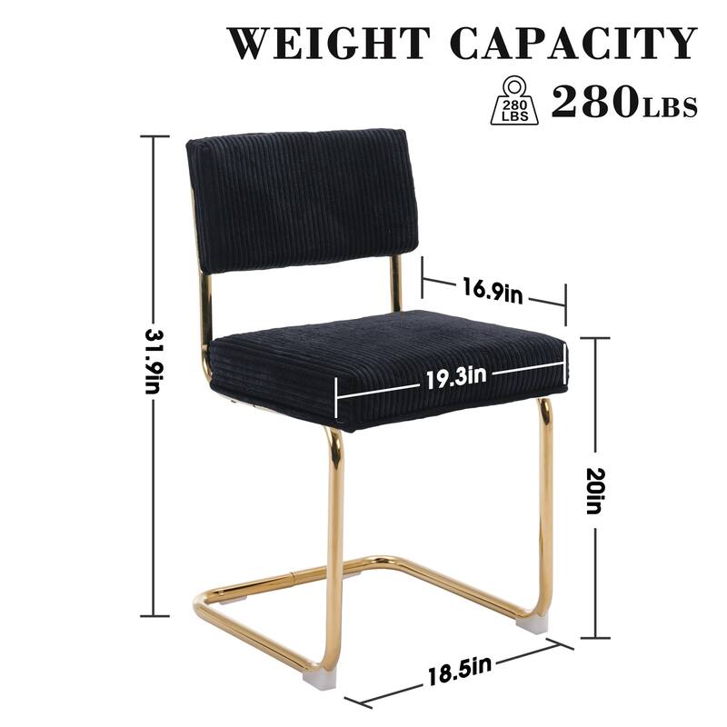 Mid Century Corduroy Dining Chairs with Gold Metal Base Set of 4