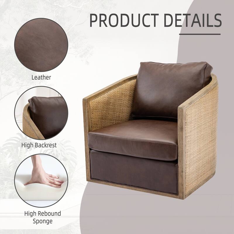 Swivel Barrel Chair, Comfy Round Accent Sofa Chair