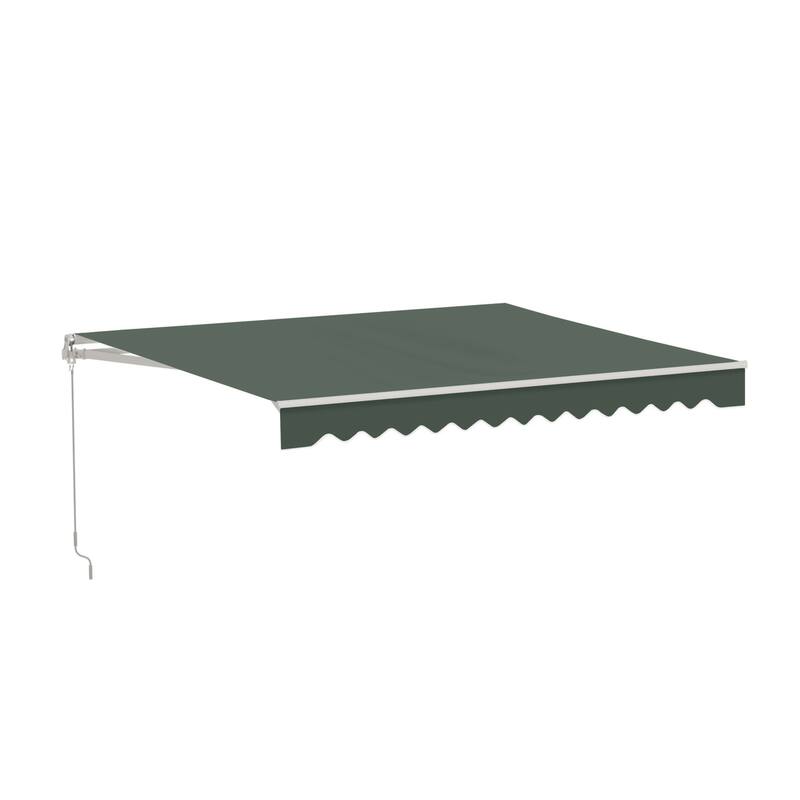 ALEKO Caribbean Manual Retractable Patio Awning - White Frame - Forest Green - 13 x 10 Feet