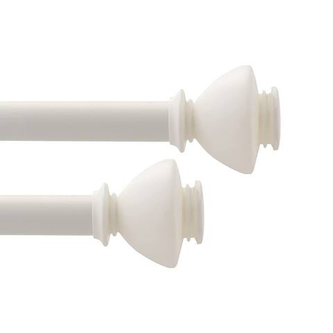 2 Pcs Extendable Curtain Rods Adjustable Iron Drapery Pole with Stacked Round Finials for Door & Windows (Brown Matte)
