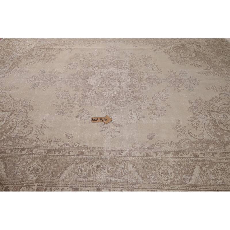 Muted Distressed Tabriz Vintage Persian Ug Hand-Knotted Wool Carpet - 8'0" x 11'3"
