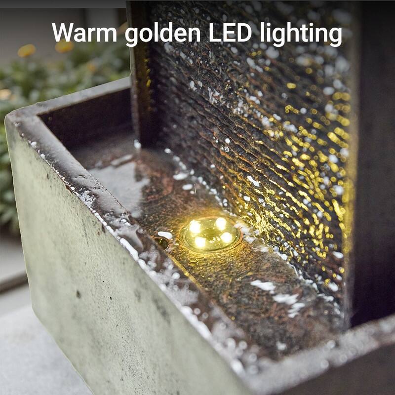 Polyresin Outdoor Modern Sphere and Pedestal Fountain with LED Light and Pump