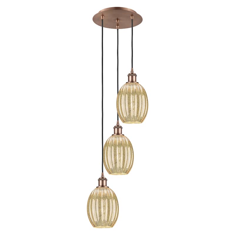 Innovations Lighting Endless Possibilities Ballston - Preston - 3 Light 13" Bulb Shade Cord Hung Multi Pendant - Mercury/Antique Copper