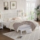 preview thumbnail 4 of 25, Queen Size Wood Platform Bed with Gourd Shaped Headboard, Retro Style Platform Bed with Wooden Slat Support, White