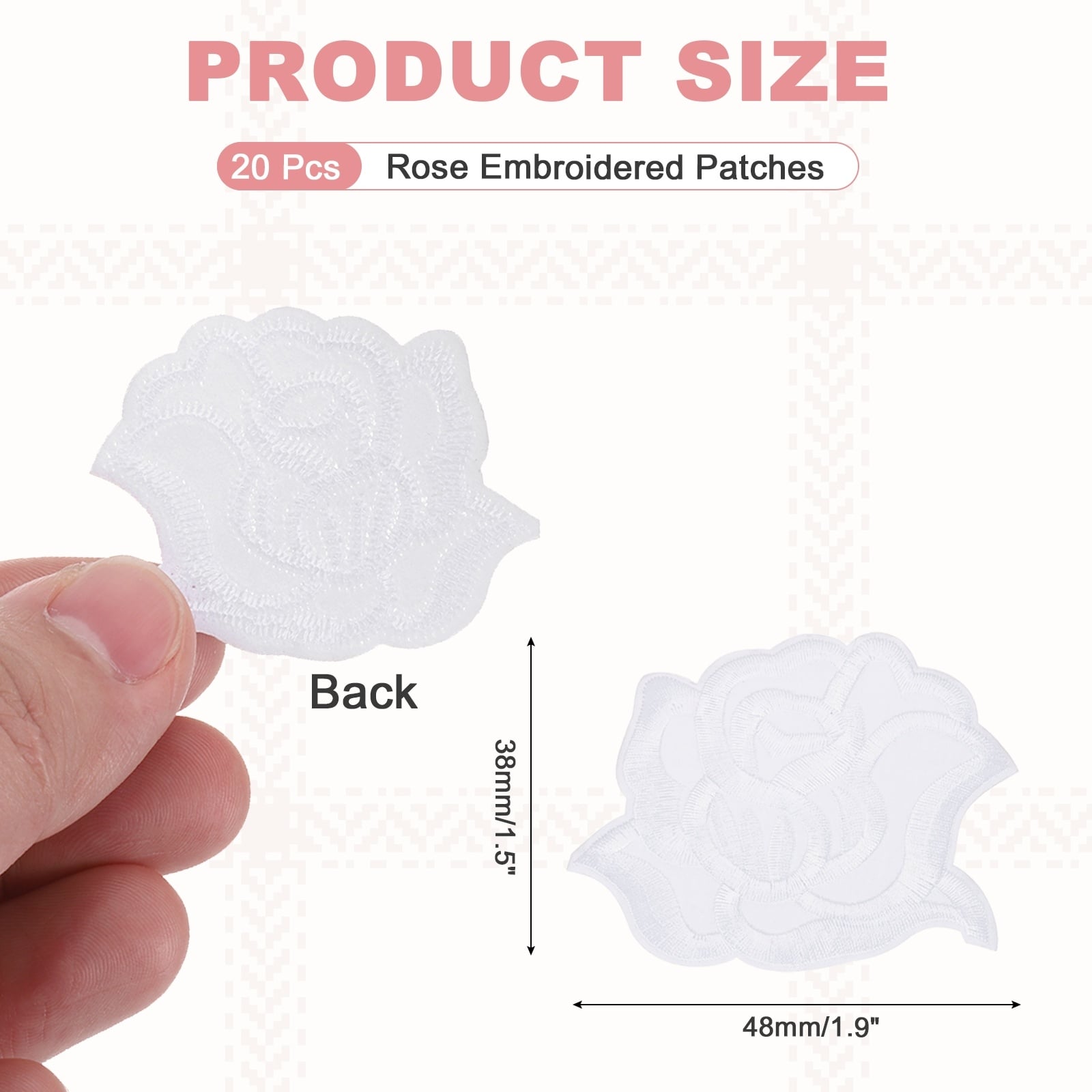 Rose Iron-On Patches, Rose Embroidered Patch Applique Flower Sew on Patch Repair Decoration for Clothing Backpacks