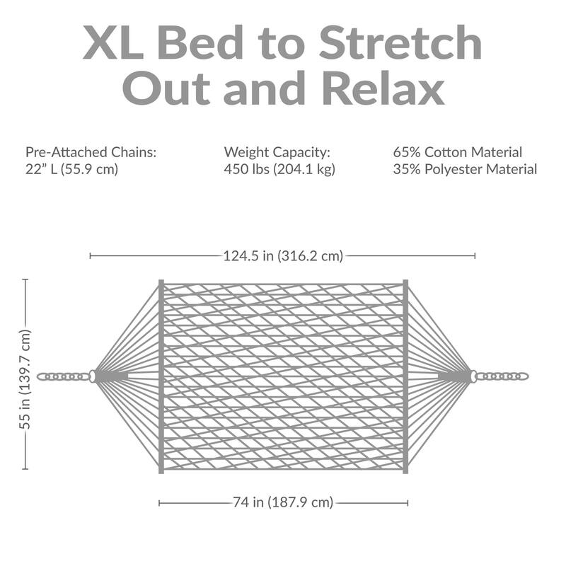 Sunnydaze Double Wide 2-Person Spreader Bar Rope Hammock