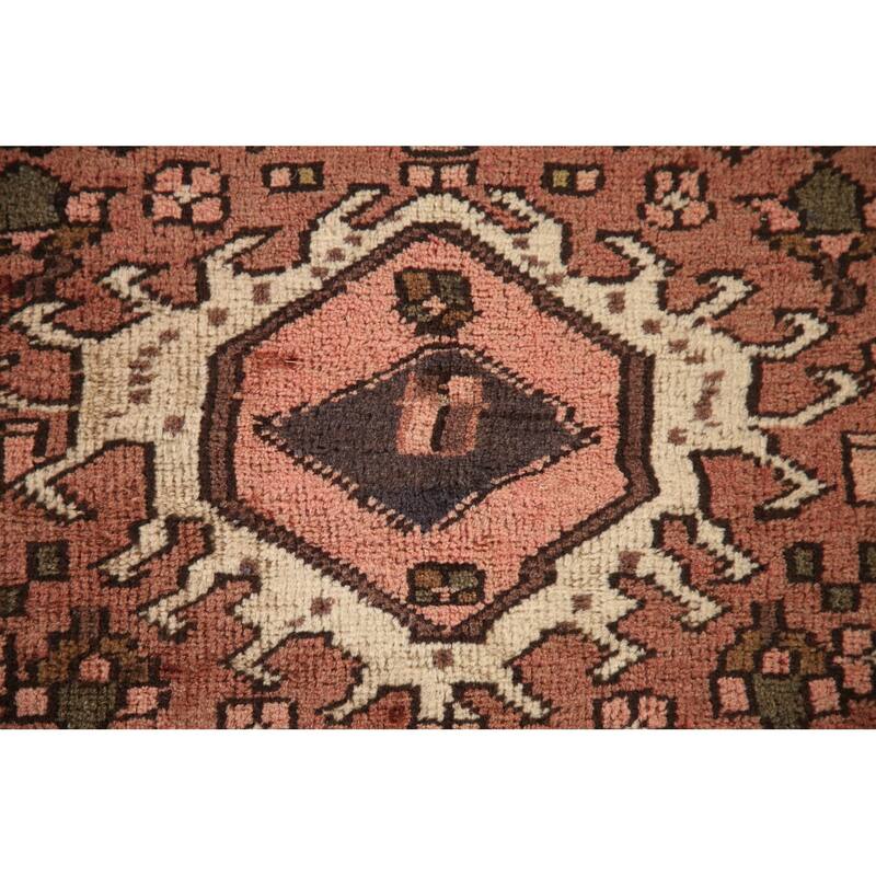 Pink Gharajeh Persian Vintage Runner Rug Handmade Wool Carpet - 2'3"x 6'7"