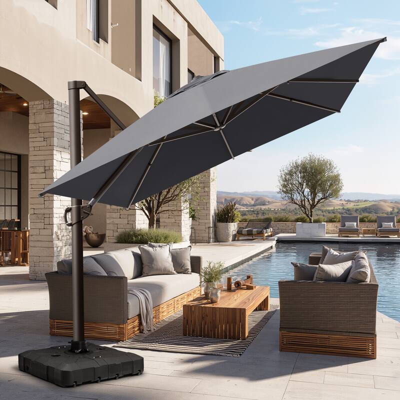 Pellebant Patio 10 x 13 FT Cantilever- Offset Umbrella Outdoor Umbrella with Base Stand