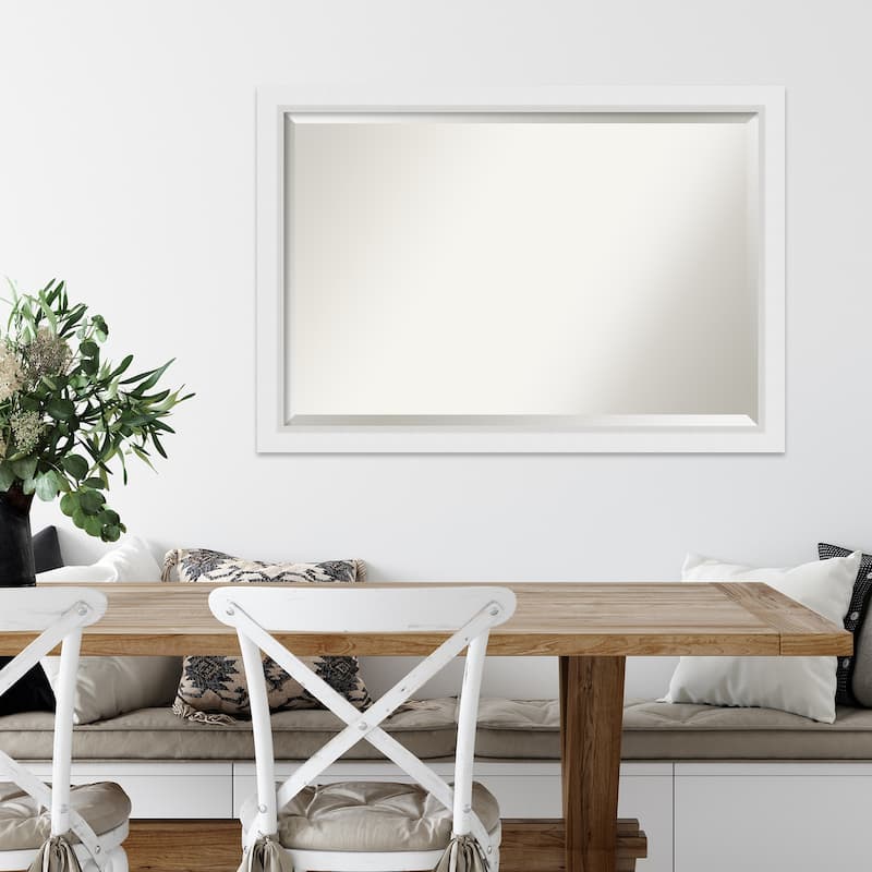 Beveled Wood Wall Mirror - Blanco White Frame