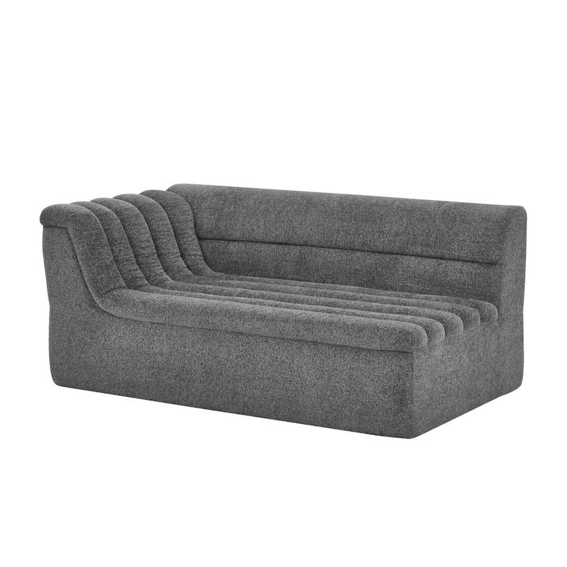 106" L-Shaped Chenille Upholstered Boneless Sectional Sofa with Chaise and Wave-Shaped Armrest, No Pillows Included