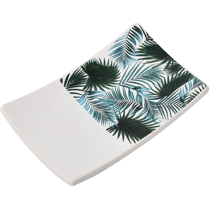 Bathroom Accessory Set 4-Pieces Tropical Bamboo Leaves - Soap Dish Cup Only