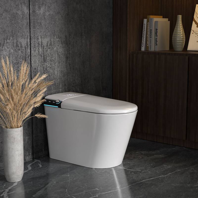 1-Piece 1.28 GPF Auto Single Flush Elongated Bidet Toilet Smart Toilet in White