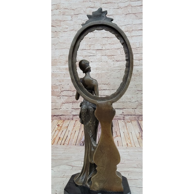 Signed Original Milo 1940 Woman Real Bronze Picture Frame Sculpture
