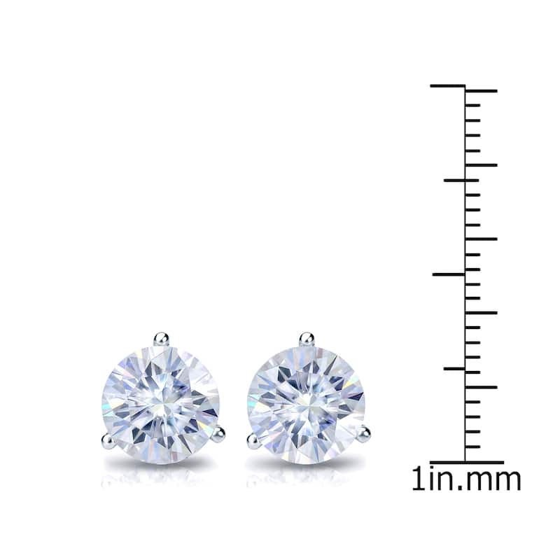 Auriya Platinum 3ctw Round Moissanite Stud Earrings Martini-set - 7.4 mm