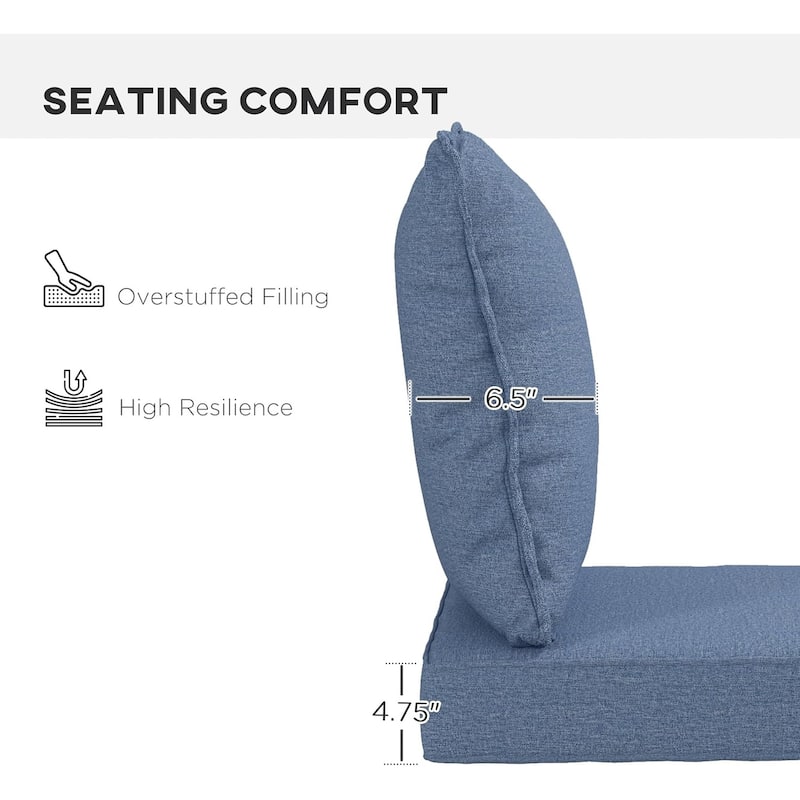 Outsunny 4-Piece Patio Chair Cushion and Back Pillow Set, Seat Replacement Patio, Cushions Set for Outdoor Garden Furniture