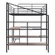 preview thumbnail 9 of 11, Full Size Metal Loft Bed with Desk and Lateral Storage Ladder, Black