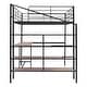 preview thumbnail 22 of 24, Full Size Metal Loft Bed with Desk and Lateral Storage Ladder, White