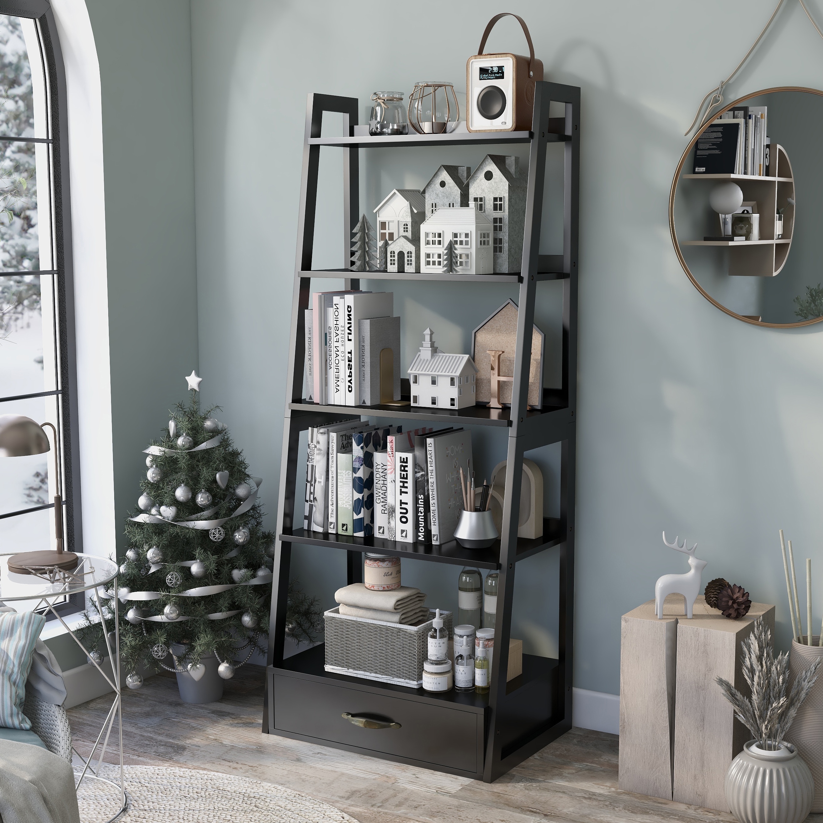 Copper Grove Stryi Contemporary 5-Tier Ladder Open Back Bookshelf