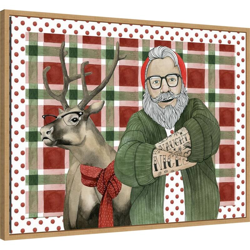 Hipster Santa Collection A by Grace Popp (30 x 23 in.), Framed Canvas Wall Art Print - Sylvie Natural