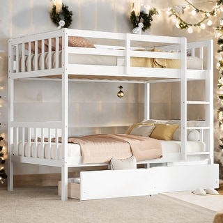 Twin over Twin Bunk Bed, Convertible into 2 Twin Beds