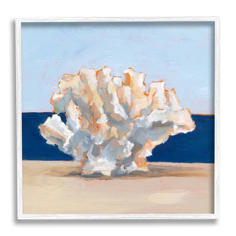 Stupell Coral Still Life Painting Framed Giclee Art Design by Ethan Harper - 17 x 17 - White
