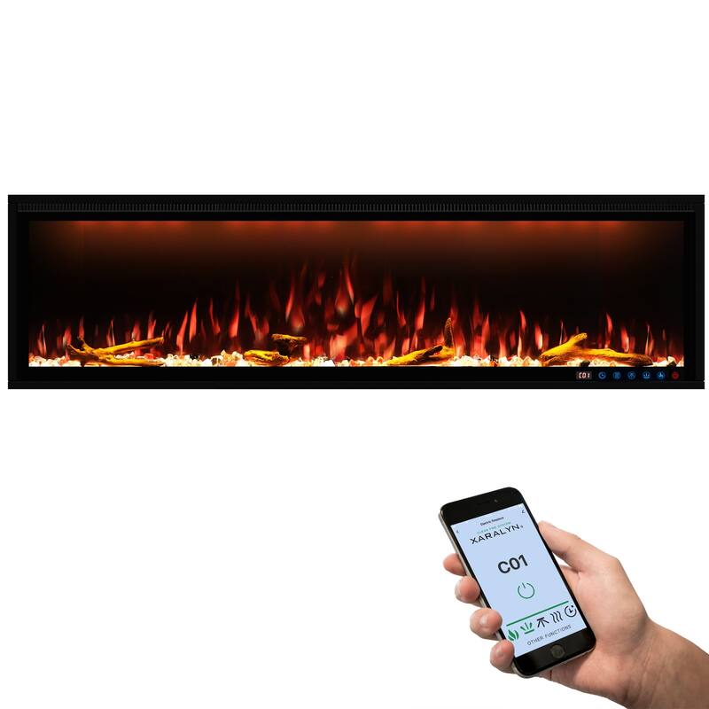 Smart 60” WiFi-Enabled Electric Fireplace, in-Wall Recessed