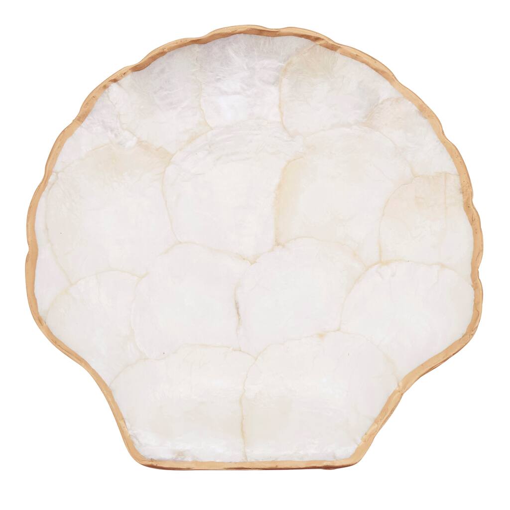 Capiz Shell Scallop Plates (Set of 4) - Coastal Decorative Plates with ...