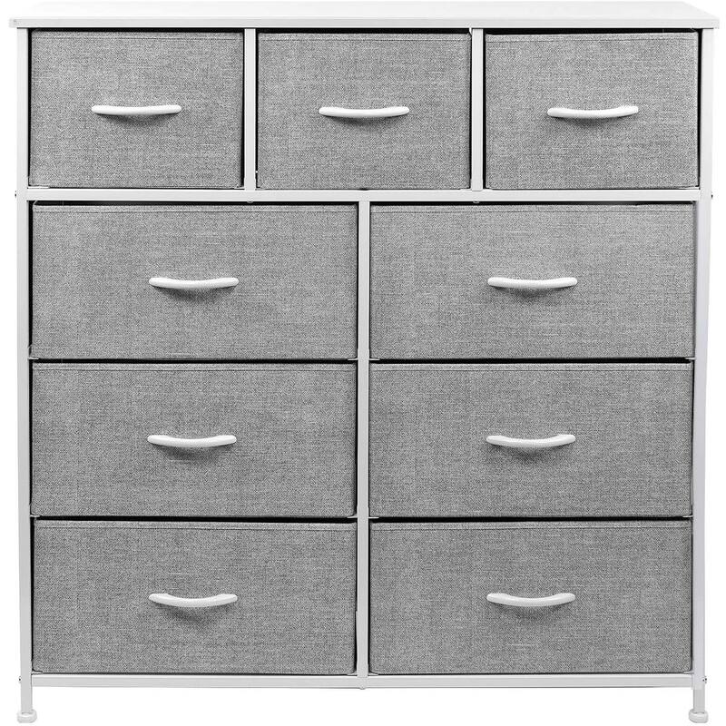 Modern Fabric and Metal 9-cubby Storage Tower