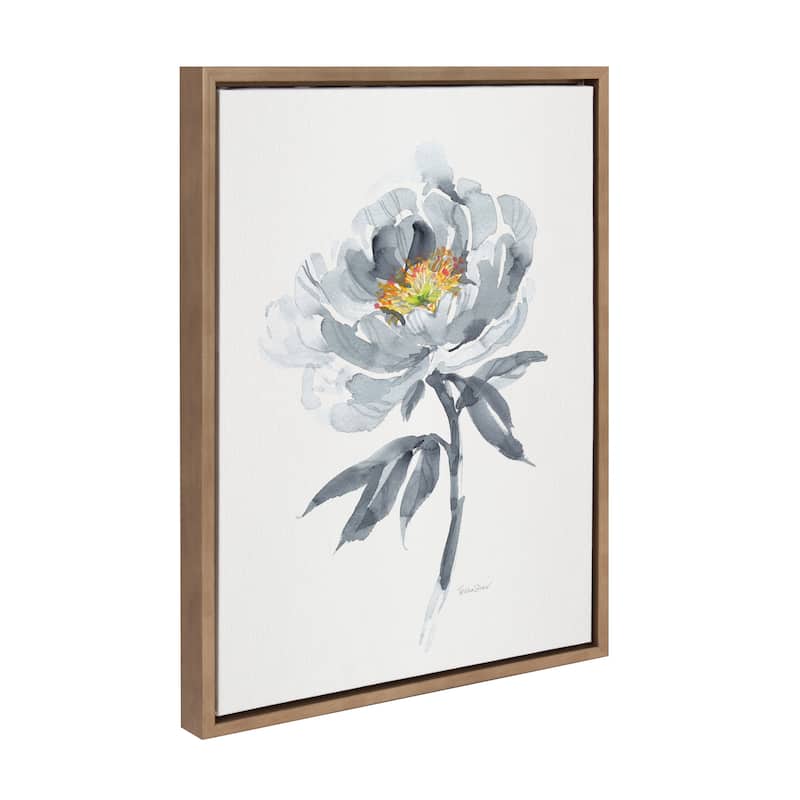 Kate and Laurel Sylvie Gray Bloom Framed Canvas by Patricia Shaw