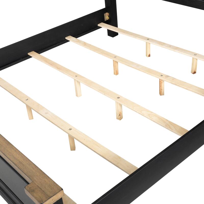 Furniture of America Lucan Modern 3-Piece Farmhouse Black Solid Wood Panel Bedroom Set