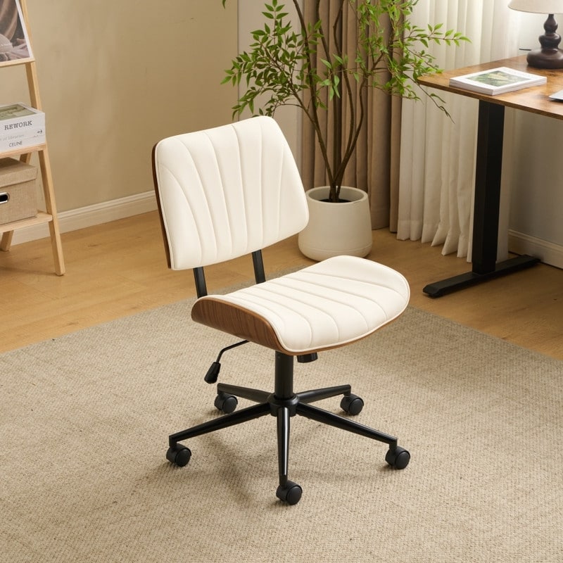 PU Trapezoid Curved Back Swivel Office Chair