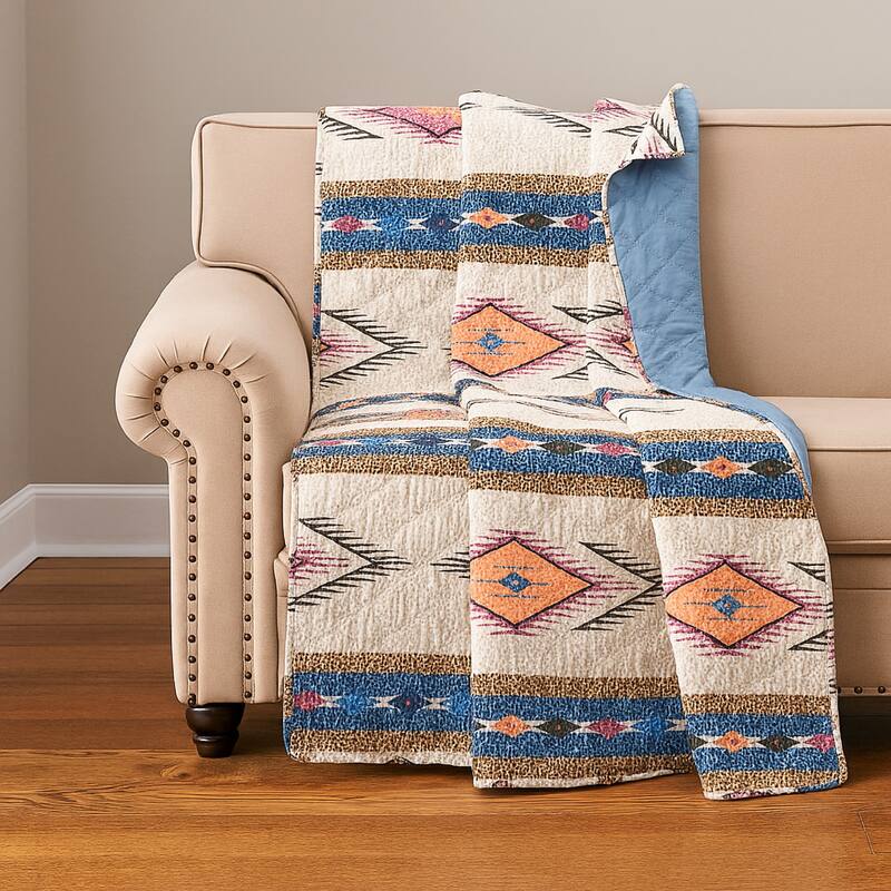 Yeno Throw Blanket, 50x60, Polyester, Multicolor Southwestern Design