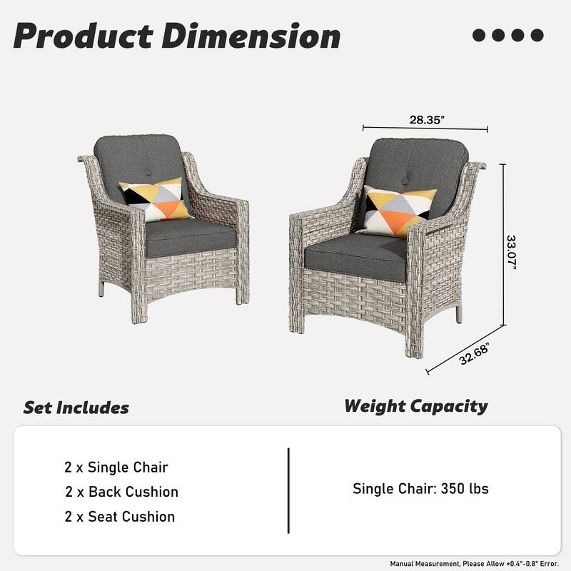 HOOOWOOO 2-piece High Back Wicker Rattan Outdoor Patio Chair Set