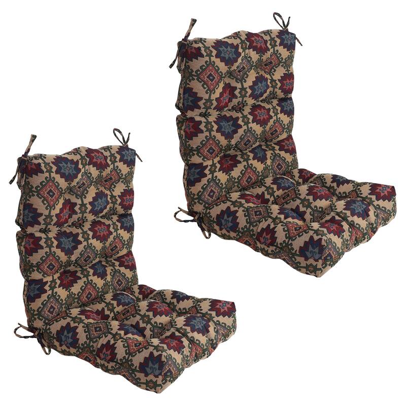 Tapestry Tufted Seat/Back Chair Cushion (Multiple Sizes) - 20 x 42 - Palomino - Set of 2