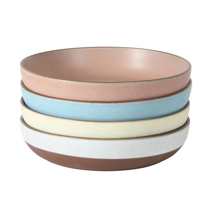 Gibson Elite William Crest 4 Piece Dinner Bowl Set, 8.5" Round Stoneware Reactive Glaze Finish, Large Soup, Pasta & Salad Bowls