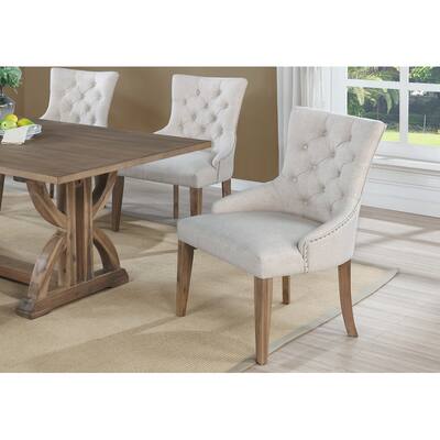 Best Master Furniture Tufted Nailhead Beige Dining Chairs ( Set of 2