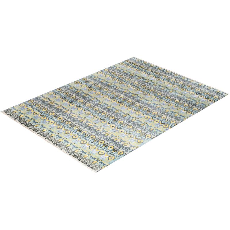 Ikat One-of-a-Kind Hand-Knotted Area Rug - Beige, 9' 1" x 12' 2" - 9' 1" x 12' 2"