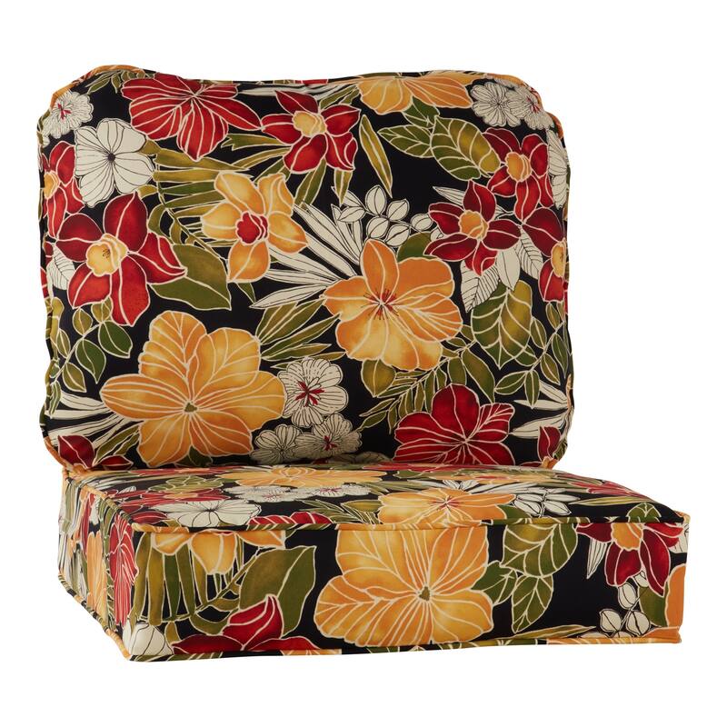 Outdoor 2-Piece Reversible Deep Seat Cushion Set (Cushions Only) - Aloha Black