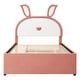 preview thumbnail 14 of 16, Full Size Kids Bed with Trundle Rabbit-Shaped Headboard, Gray