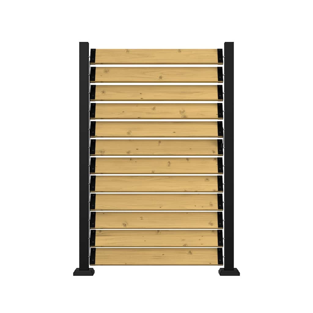 VEIKOUS Outdoor Privacy Screen, Heavy-Duty Freestanding Fence Privacy Screen with Adjustable Louvers