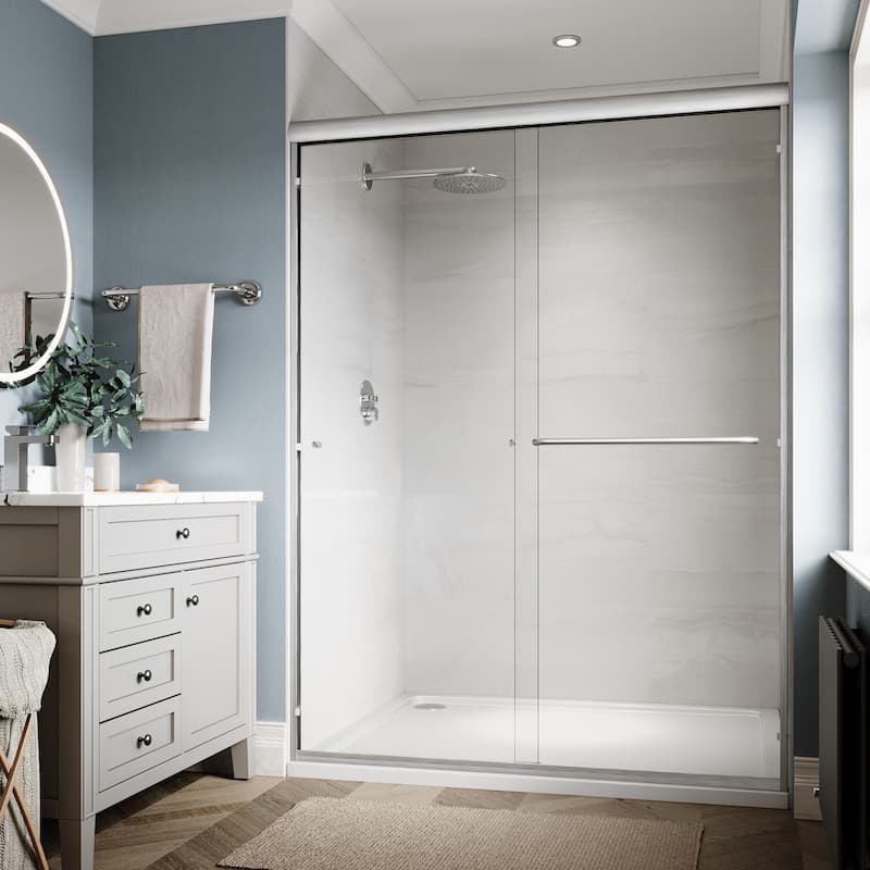 Elegant Double Sliding Shower Doors in Brushed Nickel Finish Framed Tub Doors Various Sizes Shower Enclosure - 54"x72"