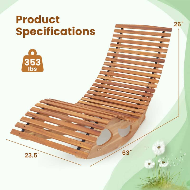 Costway Outdoor Chaise Lounge with High Back Slatted Seat Stopper - See Details