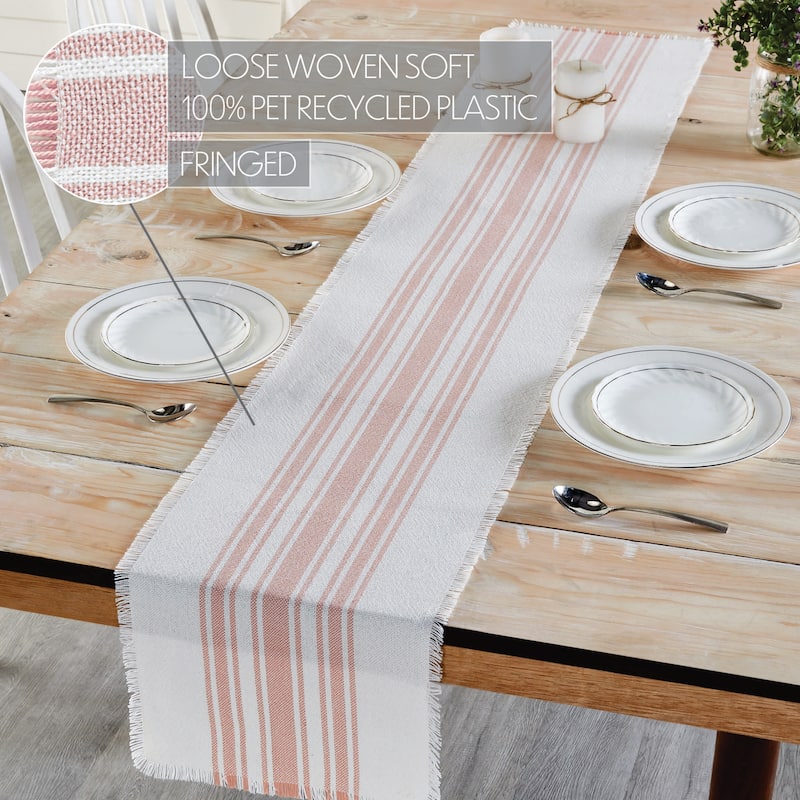 Antique White Stripe Runner - 12x72 - Pink