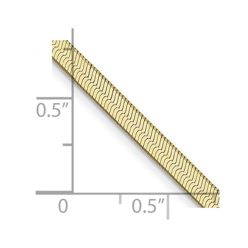 Curata 10k Yellow Gold 3.0mm Silky Herringbone Chain Necklace (Lobster) Options: 16 18