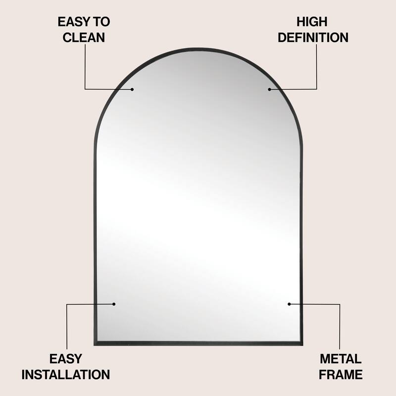 JONATHAN Y Elodie Arched Metal Framed Wall Mounted Mirror