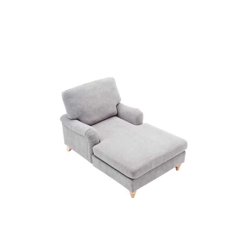Modern Mid-Century Grey Foam Chaise Lounger Sofa
