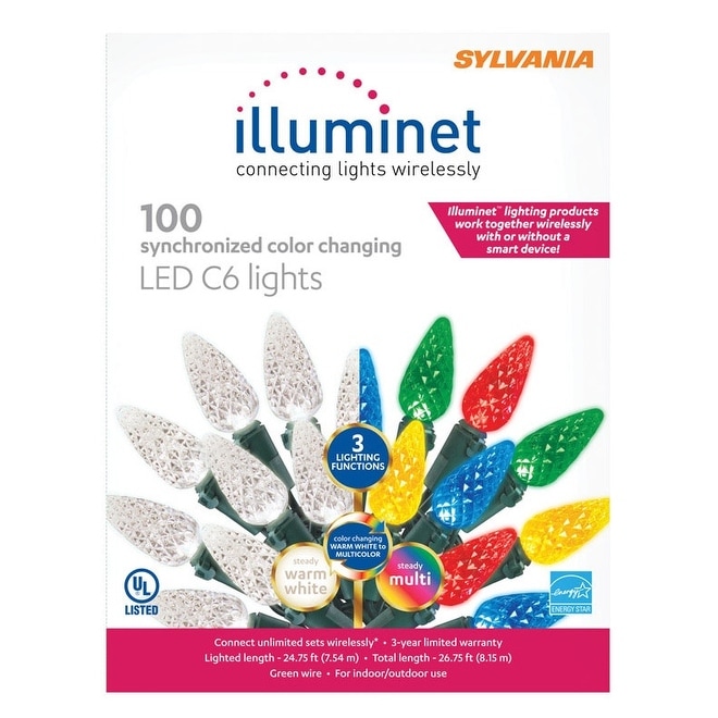 Shop Sylvania V46425 71 Illuminet Christmas C6 Led Light Set 24 75 Overstock 25605440